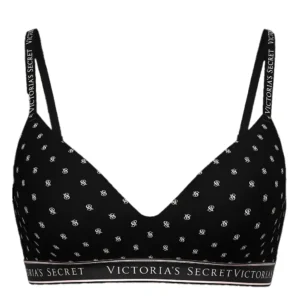 Corpiño Victoria's Secret Lightly Lined Wireless Cotton Bra negro