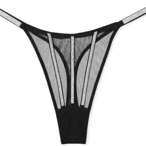 Colaless Victoria's Secret Very Sexy Shine Strap Thong Panty NEGRO