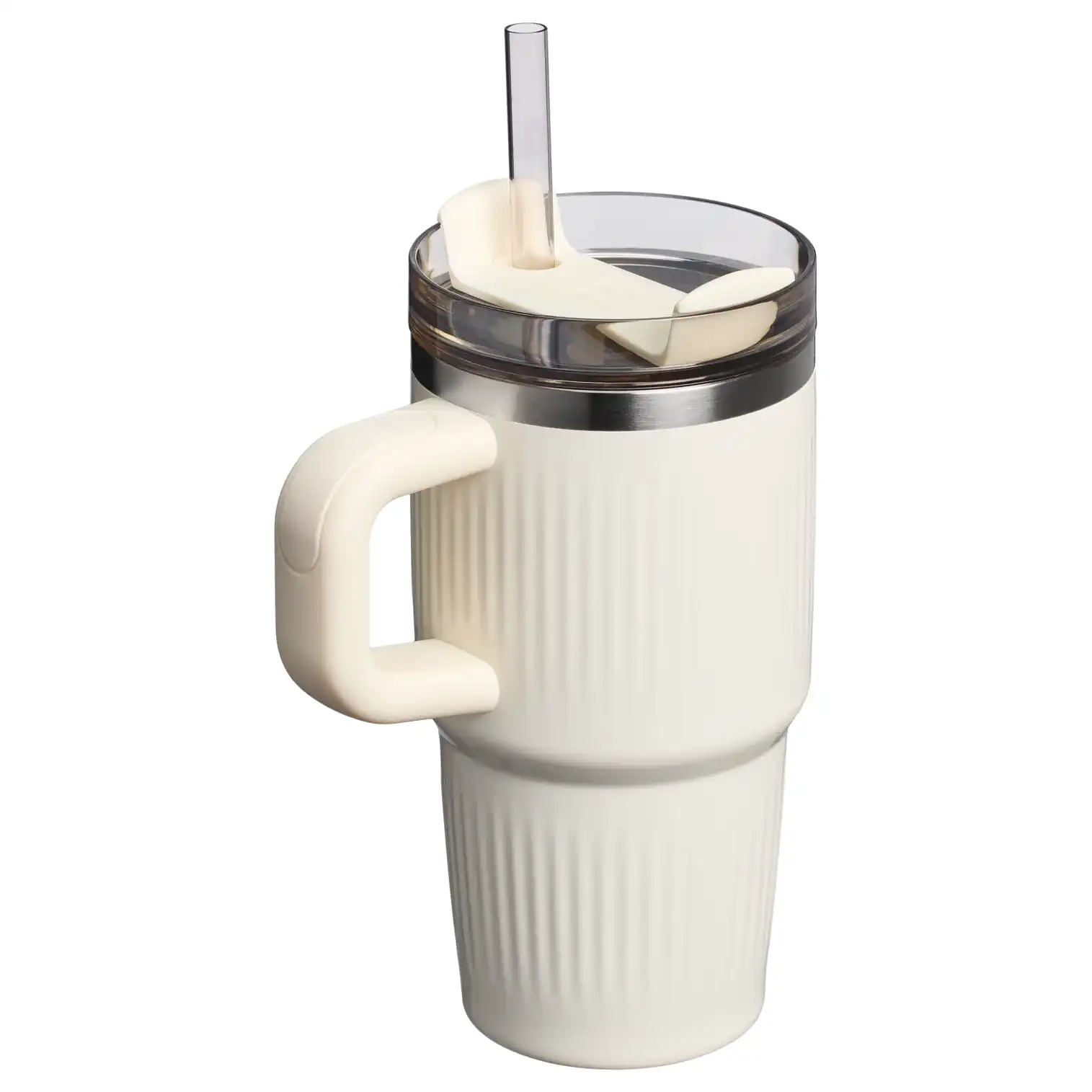 Stanley Quencher® H2.0 Fluted Tumbler With Handle | 20 Oz CREAM GLOSS - Imagen 2