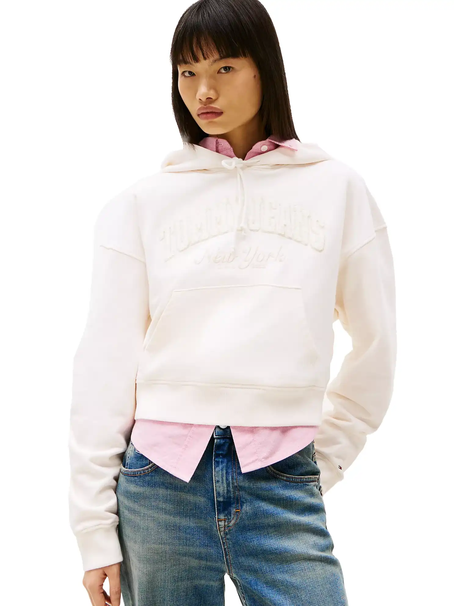 Buzo Tommy Hilfiger Flocked Logo Cropped Hoodie - Imagen 2