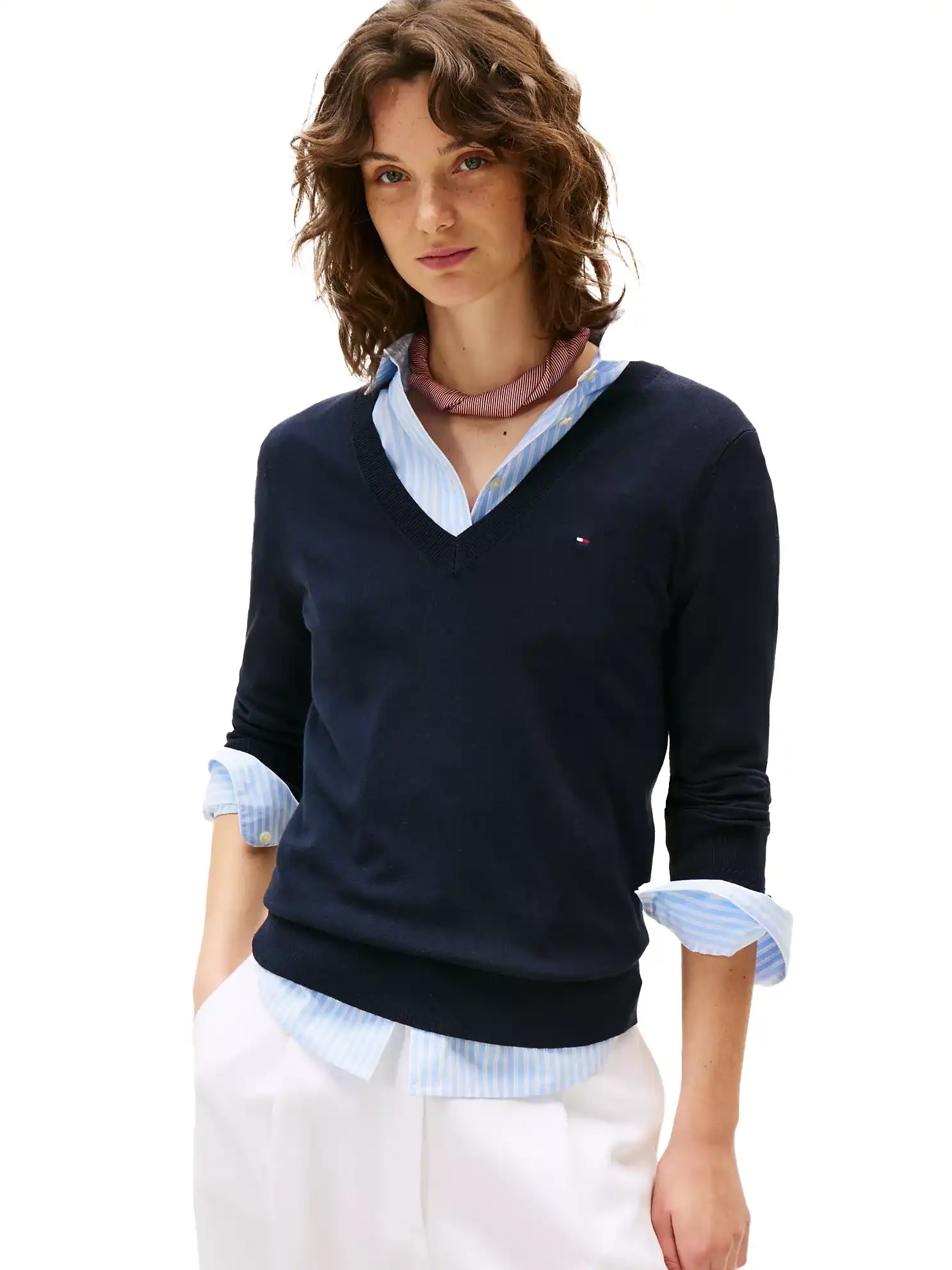 Pullover Tommy Hilfiger Viscose-blend V-neck Sweater AZUL - Imagen 2